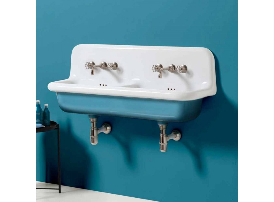 Modernt design keramiskt dubbelväggsbadkar med handfat Jack Viadurini