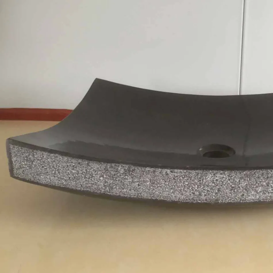 Svart badrum handfat i natursten Kärlek, unikt stycke Viadurini