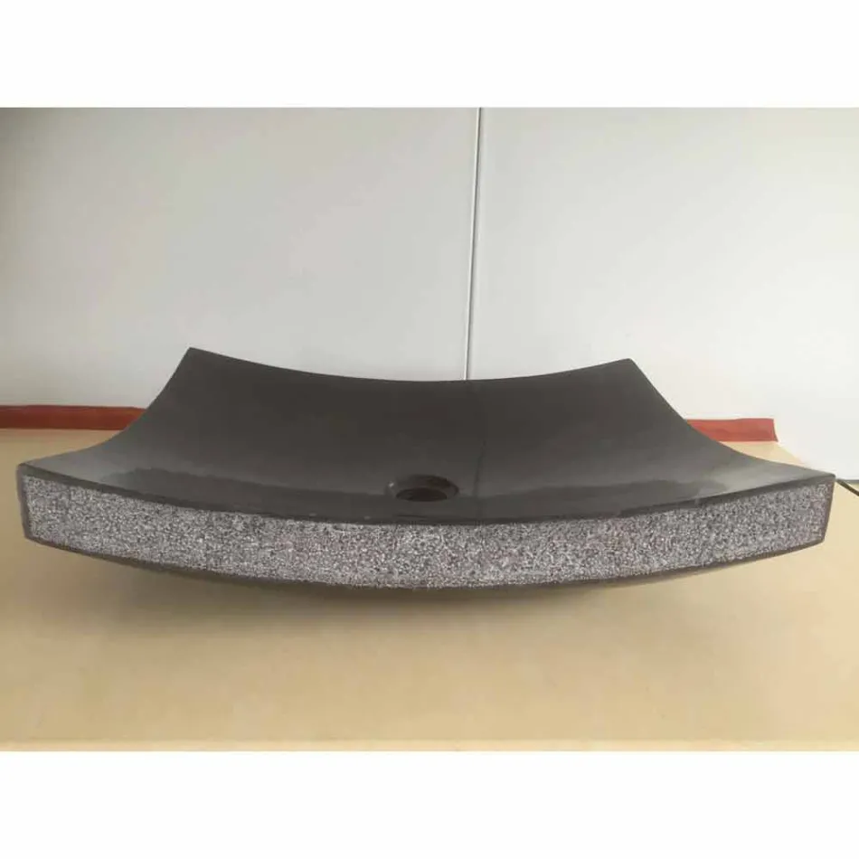 Svart badrum handfat i natursten Kärlek, unikt stycke Viadurini