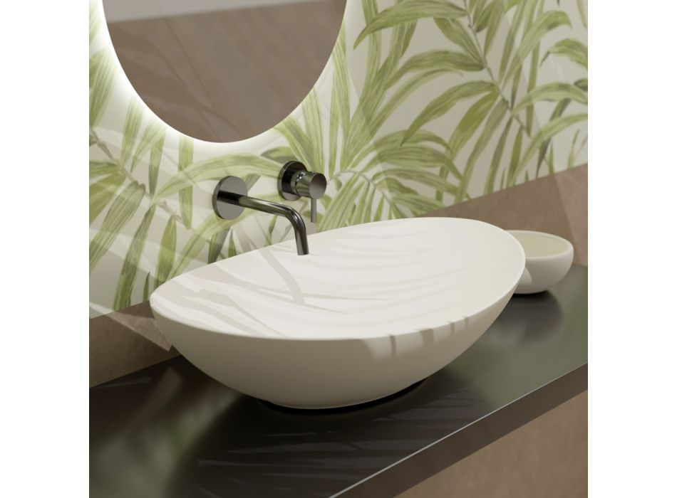 Oval Bänkskiva Keramik Tvättställ L 60 cm Made in Italy - Jumper Viadurini