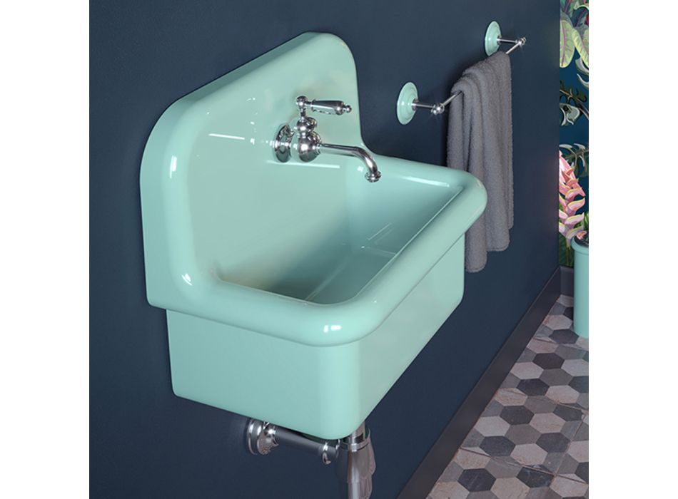 Tvättställ för att möblera badrummet i vattengrönt Enfärgad Keramik - Jasmin Viadurini