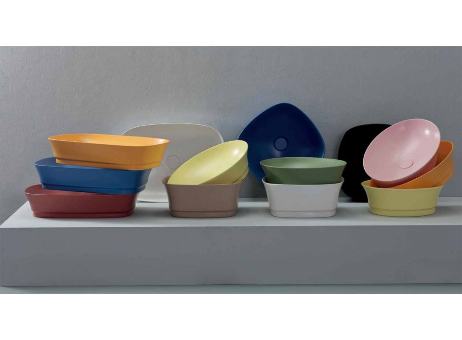 Fyrkantig bänkdesignhandfat i färgad keramik tillverkad i Italien - Zarro Viadurini
