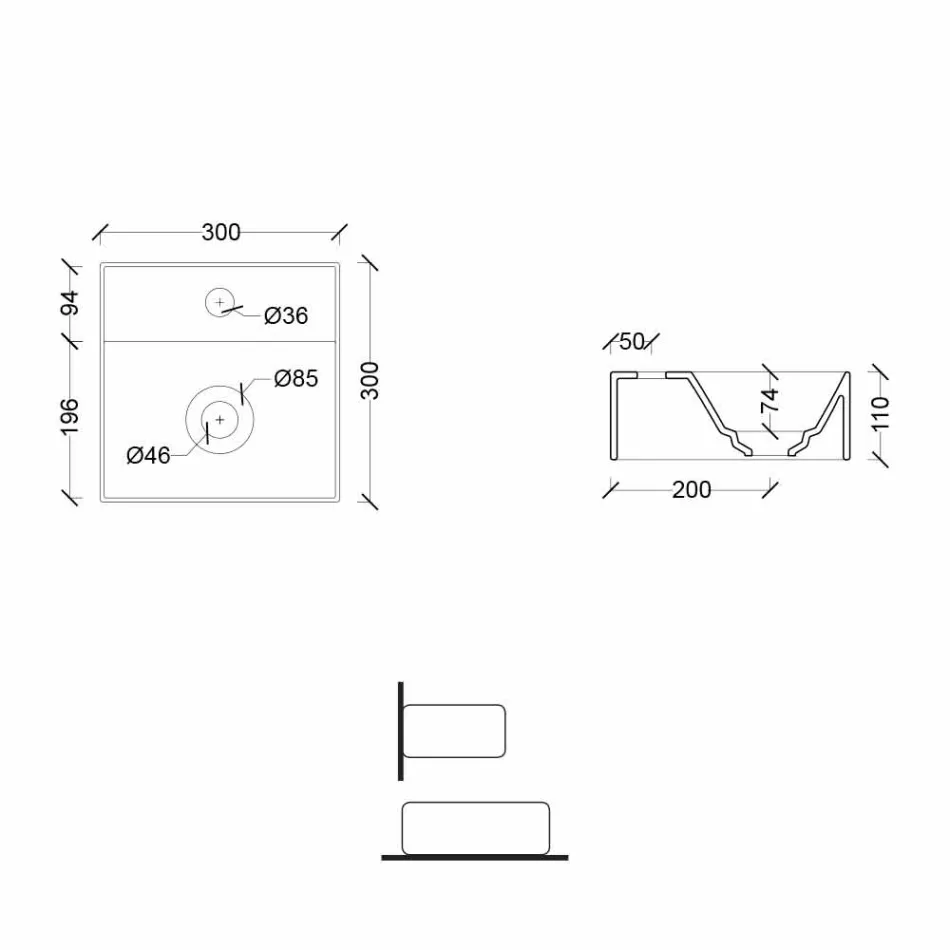 Fyrkantig eller rektangulär modern design Keramisk tvättställ Tillverkad i Italien - Act Viadurini