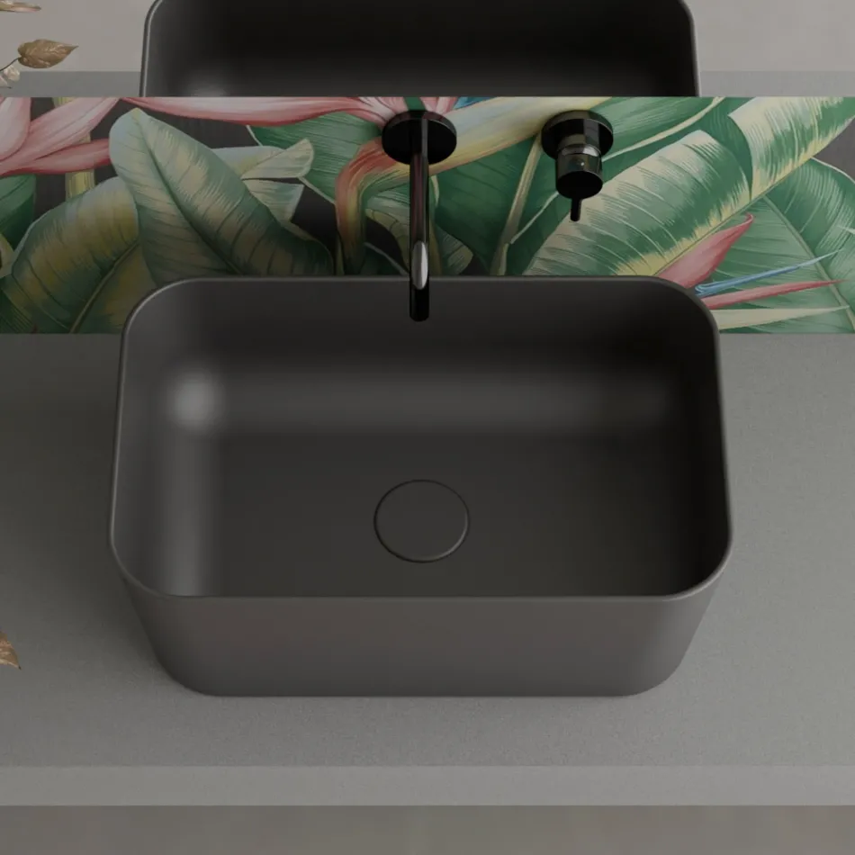 Tvättställ tillverkat av keramik Finns i olika färger Made in Italy - Korg Viadurini