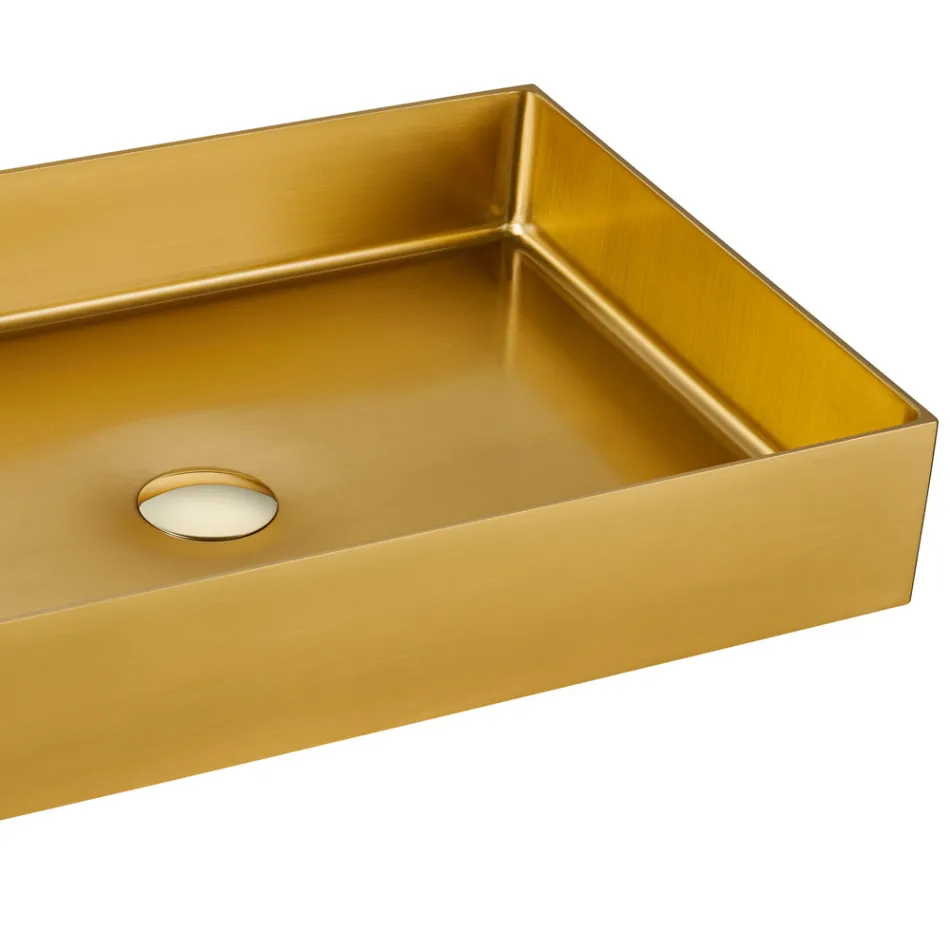 Rektangulärt tvättställ i rostfritt stål i olika ytbehandlingar - Camellia Viadurini