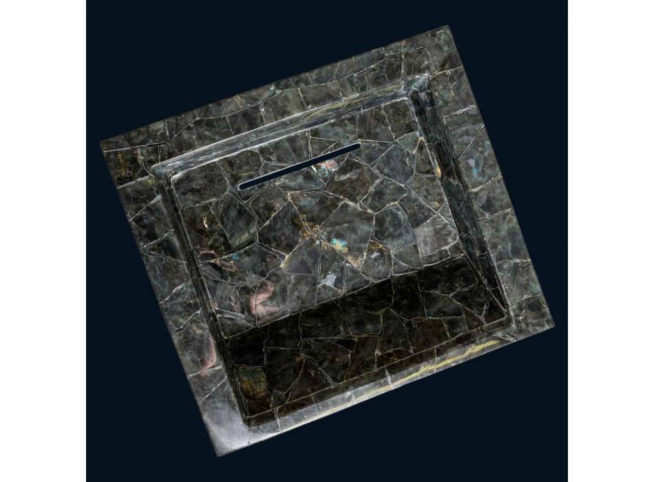 Rektangulär tvättställ med sten stöd labradorite Zelig Viadurini
