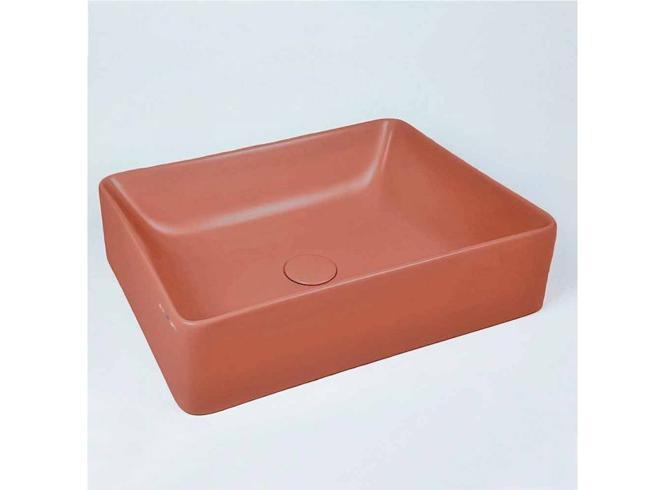 Rektangulär bänkskål Tvättställ L 60 cm i keramik Tillverkad i Italien - Rotolino Viadurini
