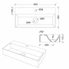 Modern rektangulär bänkskiva eller upphängd tvättställ 60x30 cm i keramik - Act Viadurini