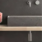 Rektangulärt och modernt tvättställ i bänkskiva i designsten - Farartlav3 Viadurini