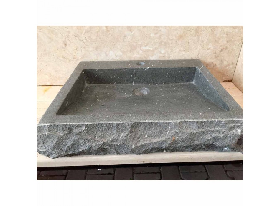 Nisa handvaskt rektangulärt handfat av sten andesit Viadurini