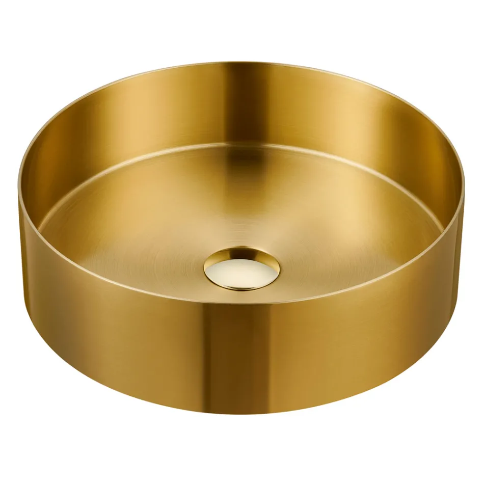 Rund bänkskiva tvättställ i rostfritt stål i olika utföranden - Fiordaliso Viadurini