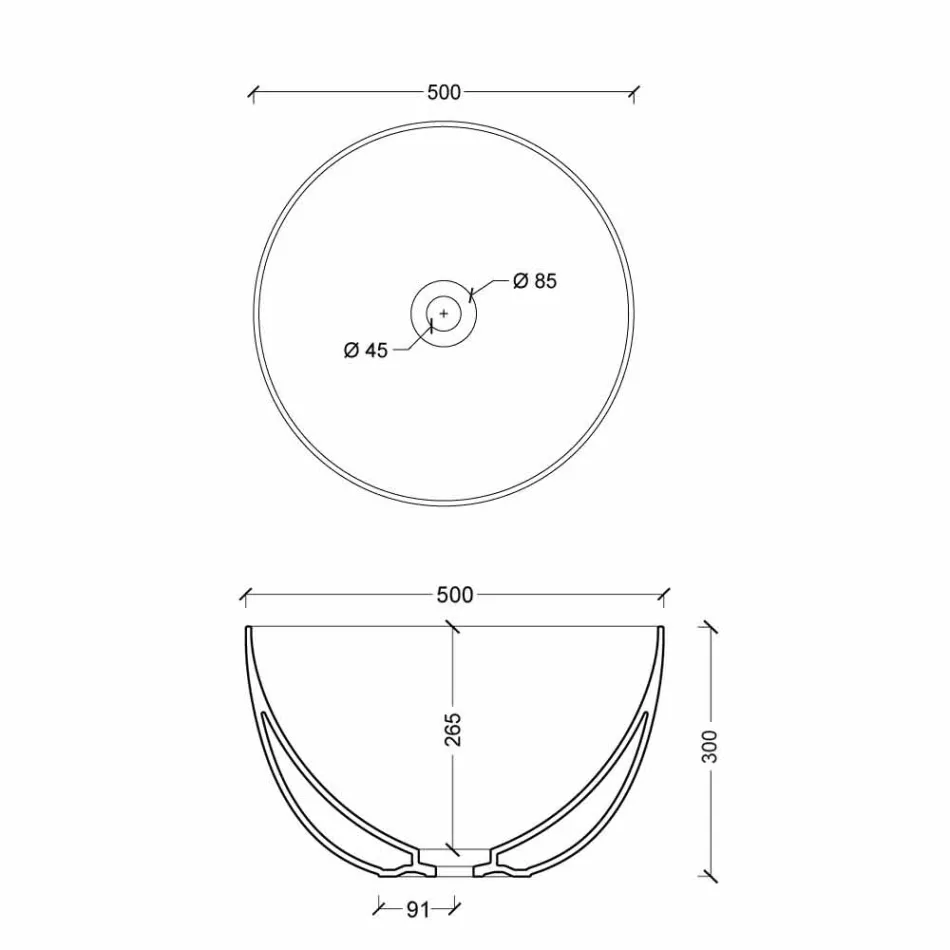 Round handfat i vitt keramik eller färgat Star Round50 Viadurini