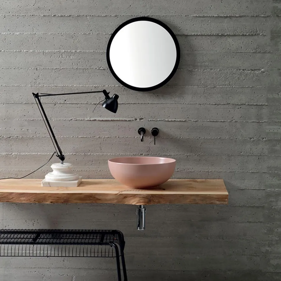 Runt bänk tvättställ i färgad keramik L 40 cm - Chicco Viadurini