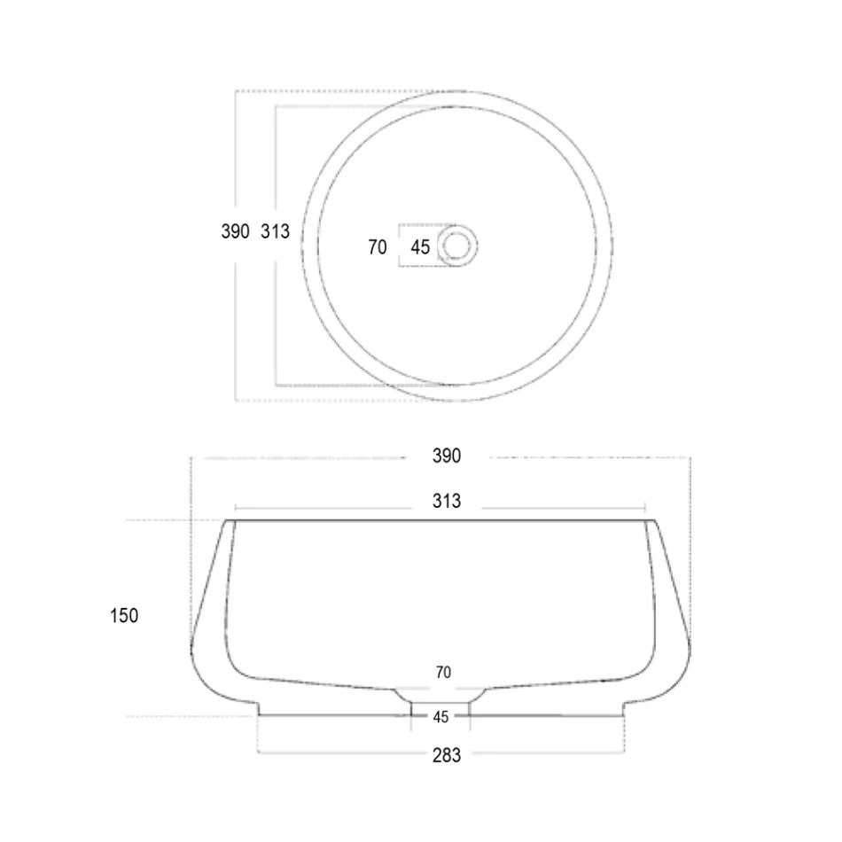 Runt tvättställ av cement och harts - Ibisco Viadurini