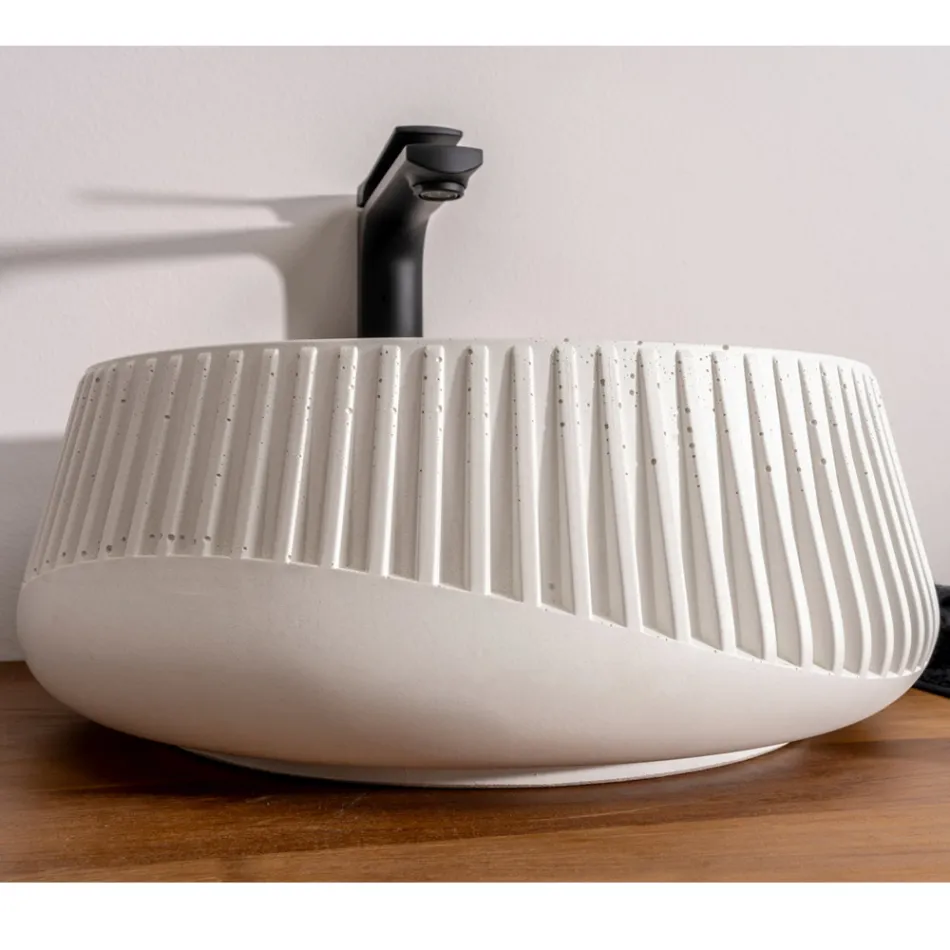 Runt tvättställ av cement och harts - Ibisco Viadurini