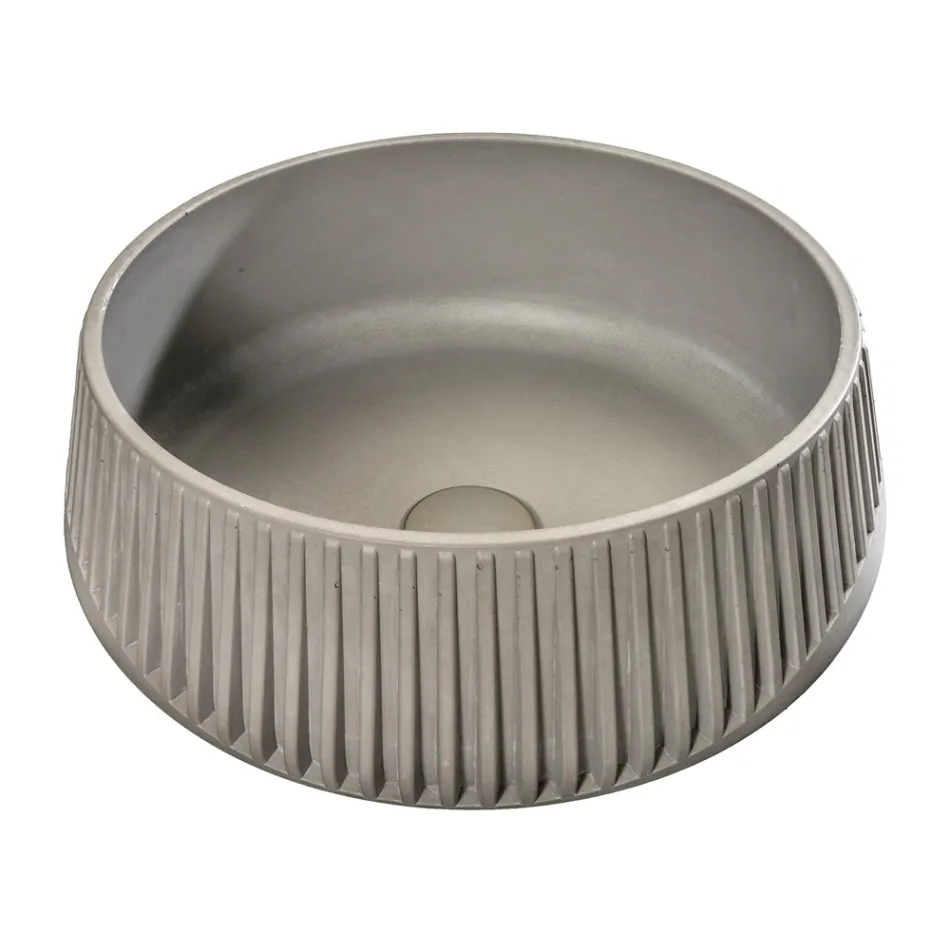 Runt tvättställ av cement och harts - Ibisco Viadurini