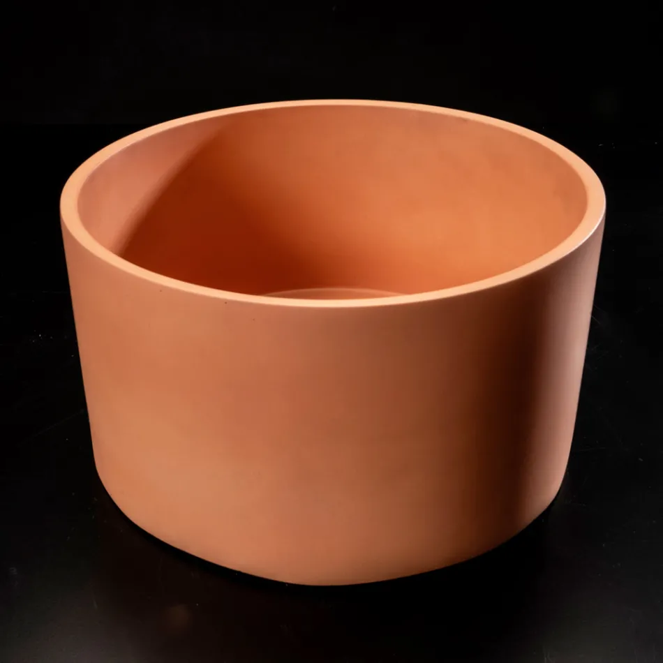 Runt Bänk tvättställ Tillverkat av Mali Orange Terrazzo - Azalea Viadurini