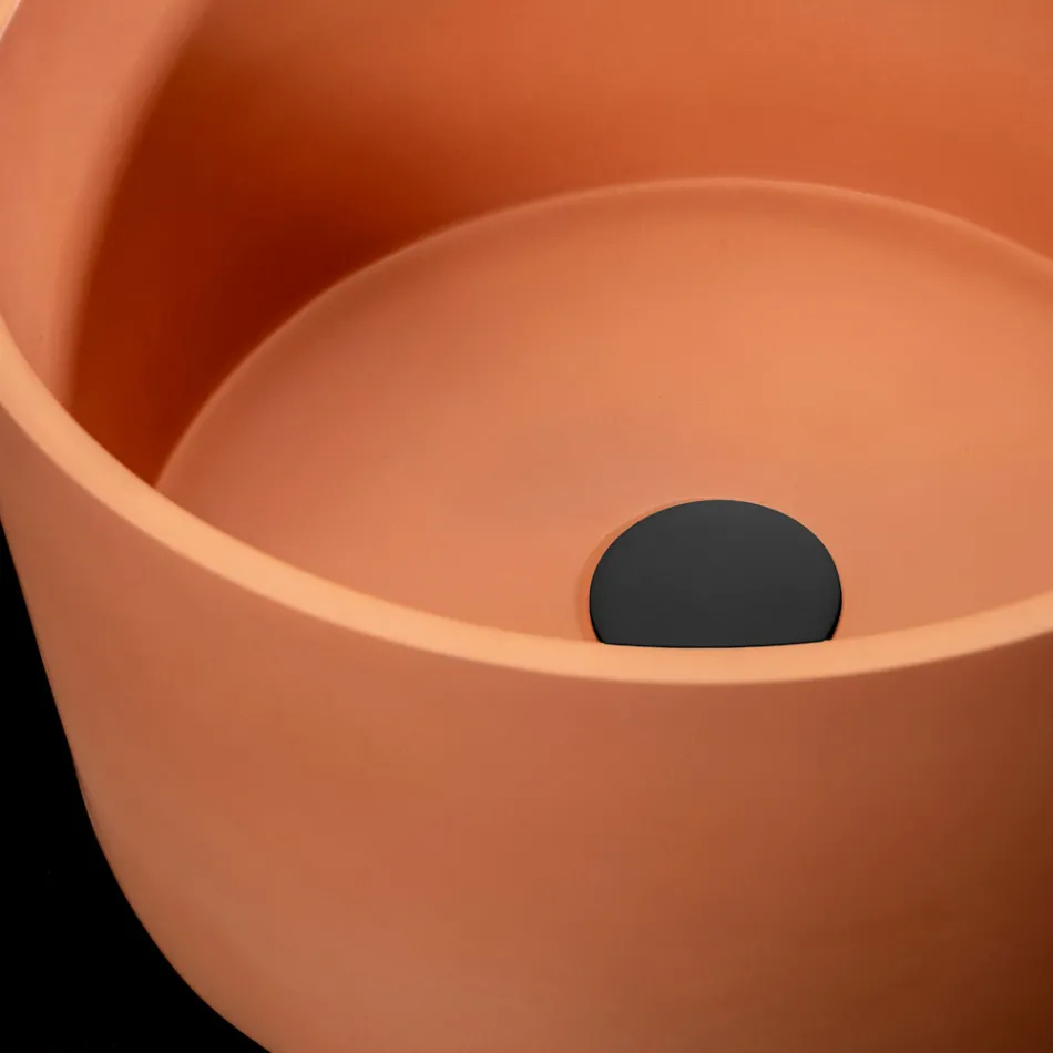 Runt Bänk tvättställ Tillverkat av Mali Orange Terrazzo - Azalea Viadurini