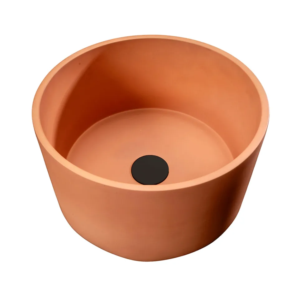 Runt Bänk tvättställ Tillverkat av Mali Orange Terrazzo - Azalea Viadurini