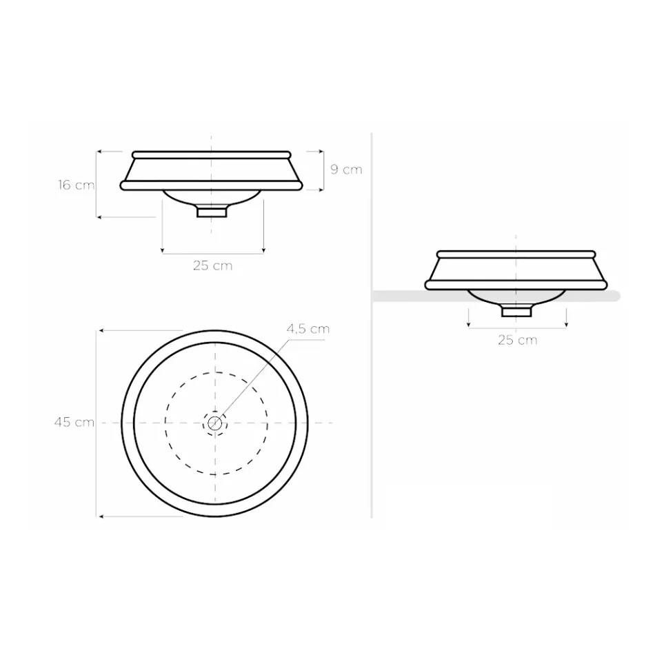 Halvt infällt tvättställ i olika utföranden i Fire Clay Made in Italy - Erasmo Viadurini