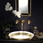 Halvt infällt tvättställ i Fire Clay med band i olika utföranden - Botticino Viadurini