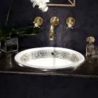 Halvt infällt tvättställ i Fire Clay med band i olika finish - Botticino Viadurini