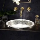 Halvt infällt tvättställ i Fire Clay med band i olika finish - Botticino Viadurini