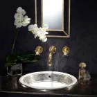 Halvt infällt tvättställ i Fire Clay med band i olika finish - Botticino Viadurini