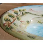 Halvförsänkt tvättställ i Fire Clay med Landskap av Deruta Made in Italy - Principe Viadurini