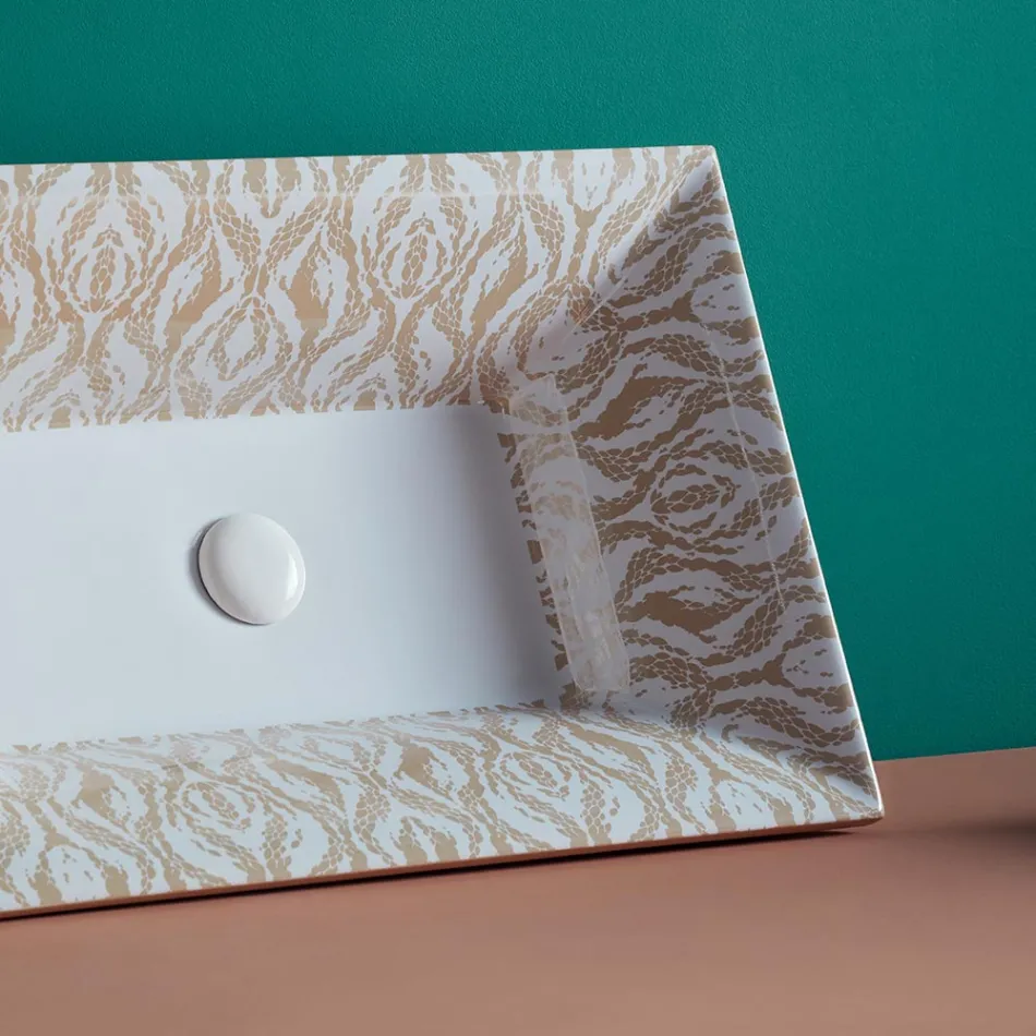 Halvförsänkt tvättställ i Fire Clay av olika ytbehandlingar tillverkade i Italien - Ultima Viadurini