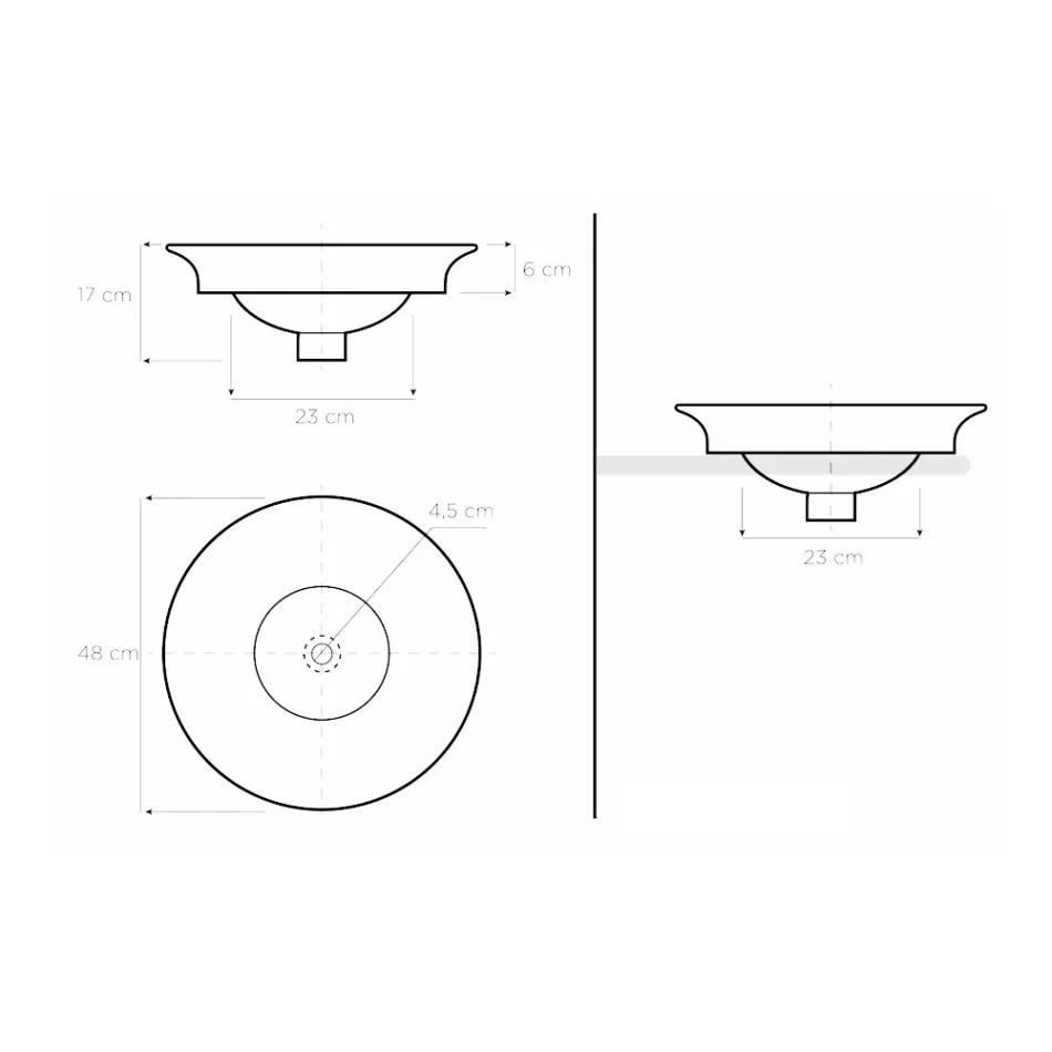 Halvt infällt tvättställ i Fire Clay i olika utföranden Made in Italy - Capatosta Viadurini
