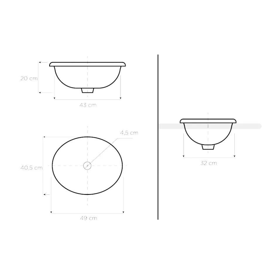 Halvt infällt tvättställ i Araldica Brown Fire Clay Tillverkad i Italien - Botticino Viadurini