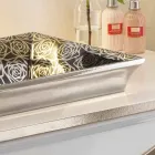 Semi-försänkta sjunker i moderna eldlera dekorerad för hand i Italien, Guido Viadurini