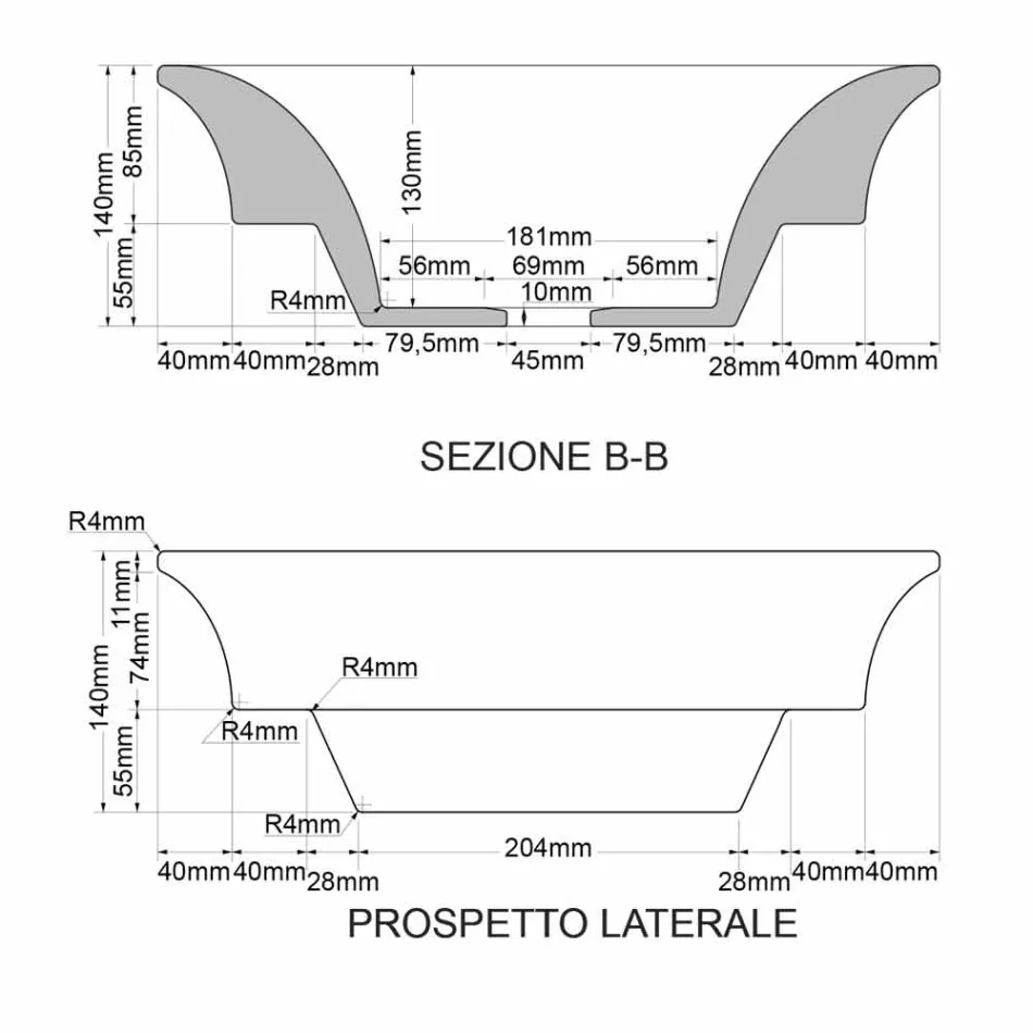 Semi-försänkta sjunker i moderna eldlera dekorerad för hand i Italien, Guido Viadurini
