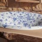 Halvt infällt tvättställ i handmålad eldlera Tillverkad i Italien - Principe Viadurini