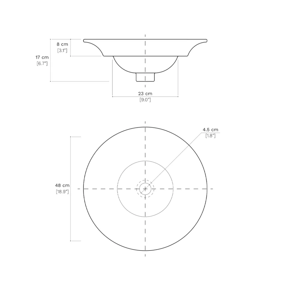 Halvinfällt tvättställ i franskt porslin av högsta kvalitet - Pausa Viadurini