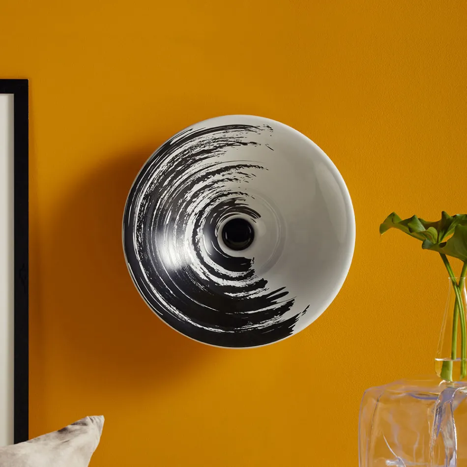 Halvinfällt tvättställ i franskt porslin av högsta kvalitet - Pausa Viadurini