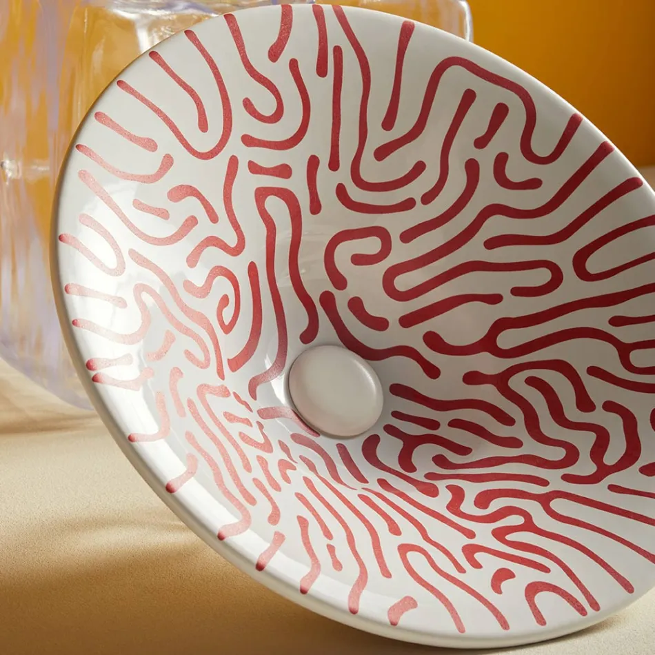 Halvinfällt tvättställ i franskt porslin av högsta kvalitet - Pausa Viadurini