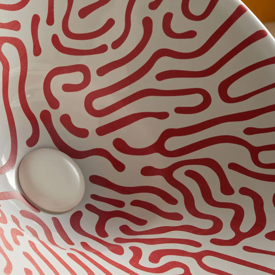 Halvinfällt tvättställ i franskt porslin av högsta kvalitet - Pausa Viadurini