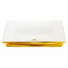 Modernt halvhålat sjunker i eldlera och guld gjord i Italien, Guido Viadurini