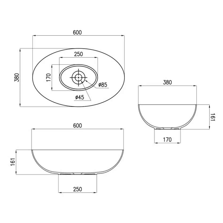 Sfärisk keramisk bänkskål Ø60cm Tillverkad i Italien Leivi Viadurini