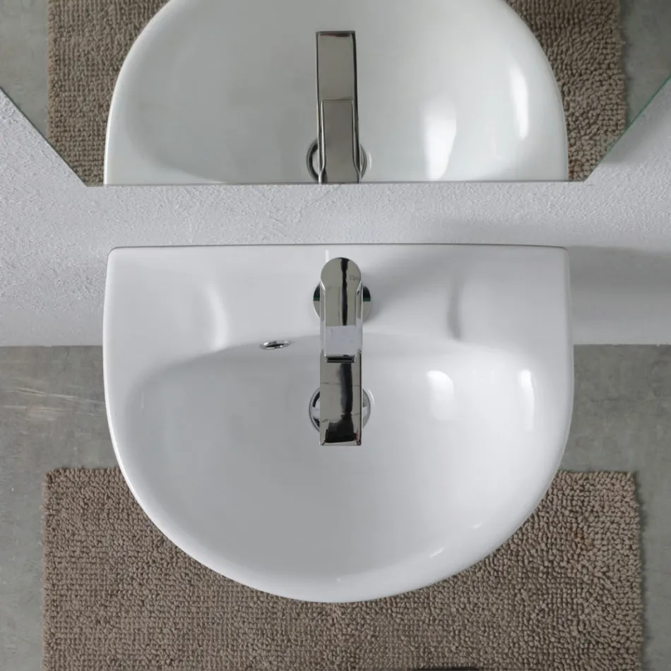 Vägghängd vit keramisk diskho med elegant modern design - Silica Viadurini