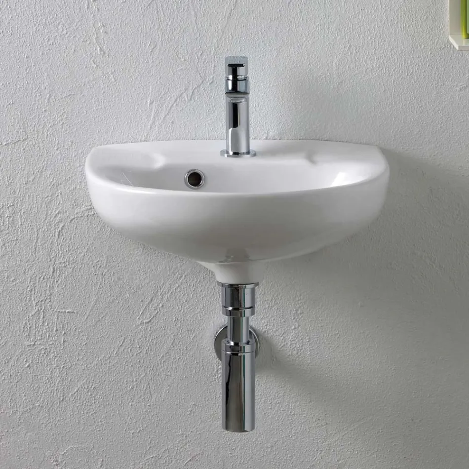 Vägghängd vit keramisk diskho med elegant modern design - Silica Viadurini
