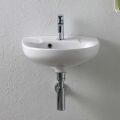 Vägghängd diskho i vit keramik med ett hål i klassisk design - Silica
