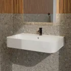 Vägghängt keramiskt tvättställ med valfri handdukshållare Tillverkad i Italien - Graffa Viadurini