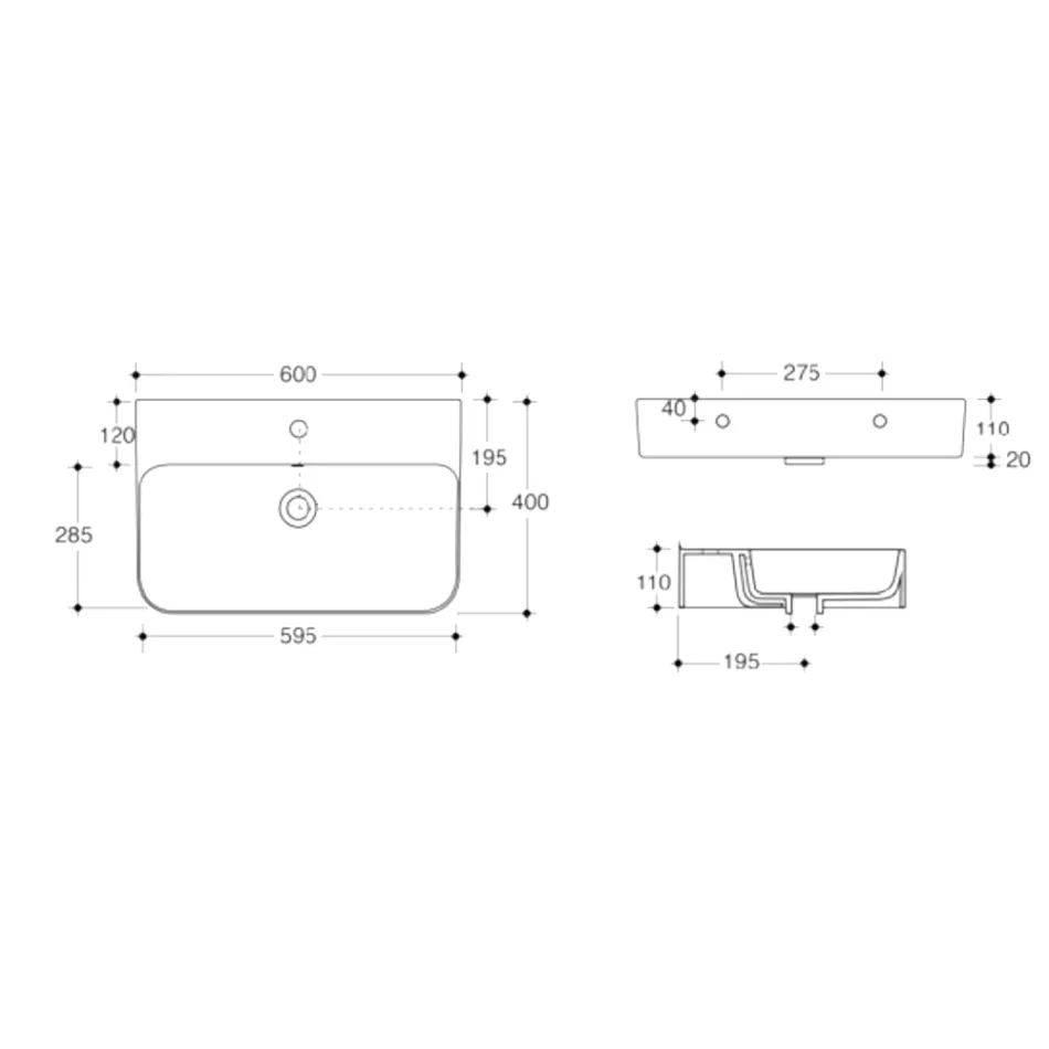 Vägghängt keramiskt tvättställ med valfri handdukshållare Tillverkad i Italien - Graffa Viadurini