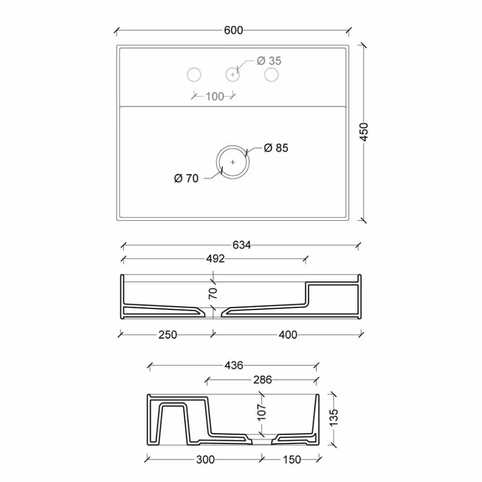 Handfat i solen 60x45 cm keramiska modern design, tillverkad i Italien Viadurini