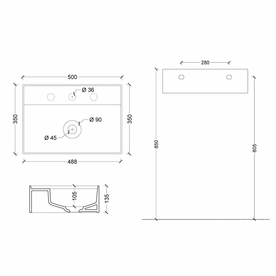 Handfat i solen 50x35 cm keramik, olika färger Viadurini