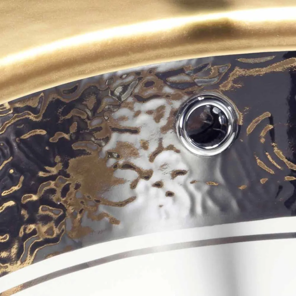 Barock Undercounter tvättställ i brandlera och platina gjord i Italien, Egeiska havet Viadurini