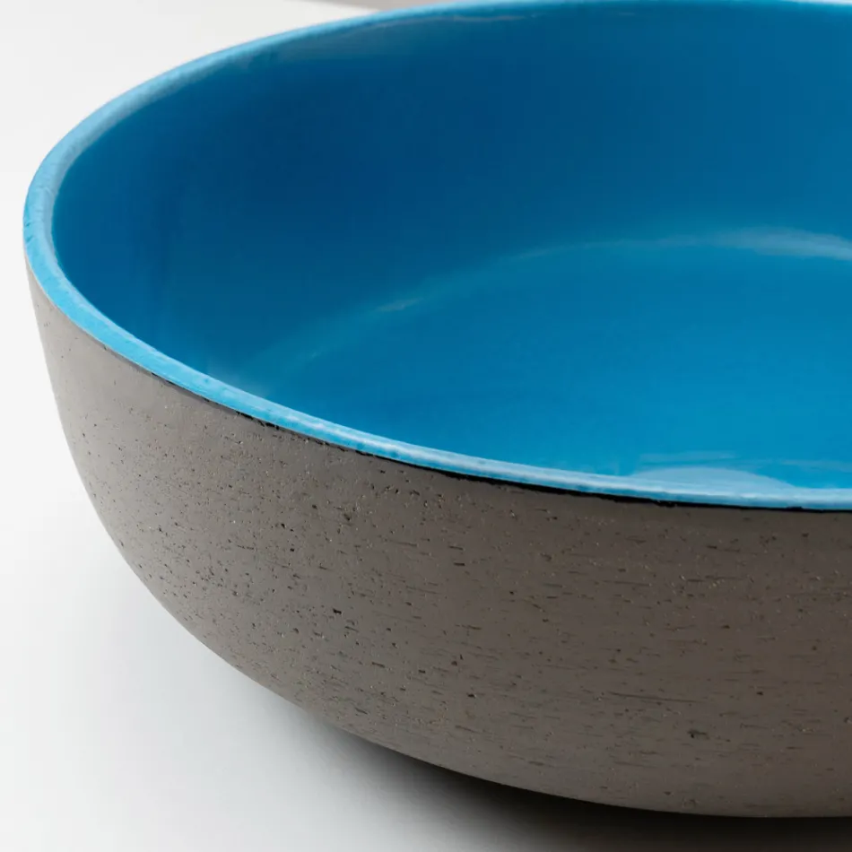 Bänkskåpstvättställ i mörk Raku Tillverkat i Italien - Drip Viadurini